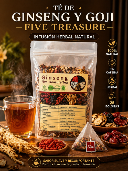 Té de Ginseng y Goji Five Treasure – 25 Bolsitas
